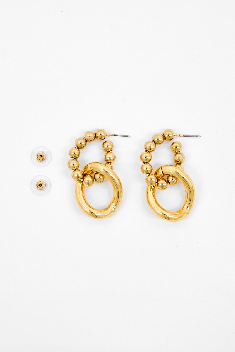 Kensie Women Beaded Hoop Chain Earrings, Gold - Image 3