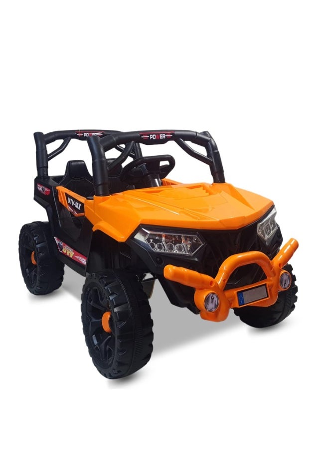 GOLD MANTIS Electric Ride-On Off-Road Jeep for Kids – Battery Powered Car with Remote Control, LED Headlights, Music, Suspension Wheels – 4x4 Style Outdoor Adventure Vehicle (Sport Model 6688, Orange)  - Image 3