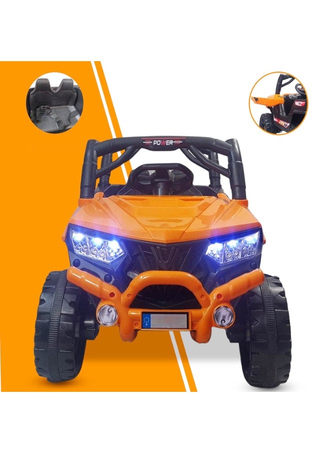 GOLD MANTIS Electric Ride-On Off-Road Jeep for Kids – Battery Powered Car with Remote Control, LED Headlights, Music, Suspension Wheels – 4x4 Style Outdoor Adventure Vehicle (Sport Model 6688, Orange)  - Image 5