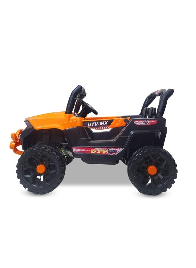 GOLD MANTIS Electric Ride-On Off-Road Jeep for Kids – Battery Powered Car with Remote Control, LED Headlights, Music, Suspension Wheels – 4x4 Style Outdoor Adventure Vehicle (Sport Model 6688, Orange)  - Image 4