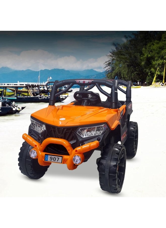 GOLD MANTIS Electric Ride-On Off-Road Jeep for Kids – Battery Powered Car with Remote Control, LED Headlights, Music, Suspension Wheels – 4x4 Style Outdoor Adventure Vehicle (Sport Model 6688, Orange)  - Image 2