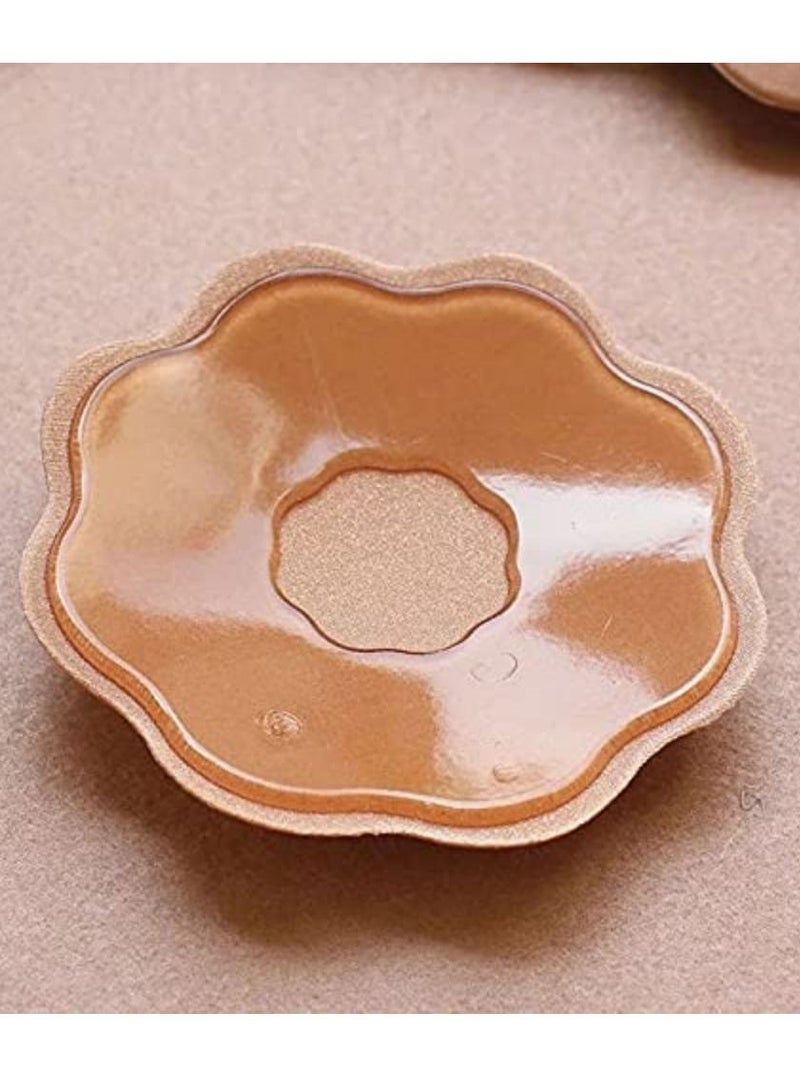 Glamroot 2-Piece Reusable Cotton Silicone Nipple Cover Bra Pad Beige - Image 2