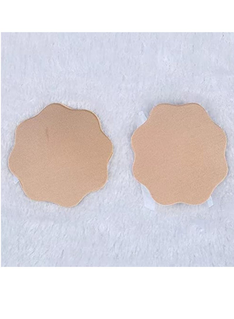 Glamroot 2-Piece Reusable Cotton Silicone Nipple Cover Bra Pad Beige - Image 4