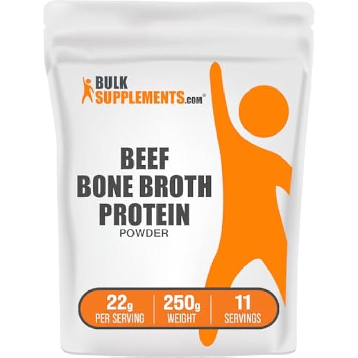 BulkSupplements.com Beef Bone Broth Protein Powder - Bovine Bone Broth Protein, Lactose Free Protein Powder - Dairy Free & Gluten Free, 22g per Serving, 250g (8.8 oz) (Pack of 1) - Image 1