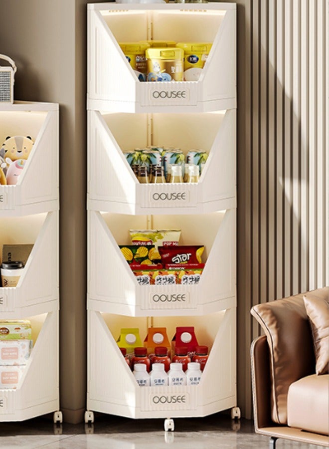 JCB CHIC Foldable Heavy Duty Storage Bins with Wheels, 4 Tier Storage Cart k , Storage Box, Storage Containers for Bedroom, Living Room, Study Office Corner Storage Rack - Image 1