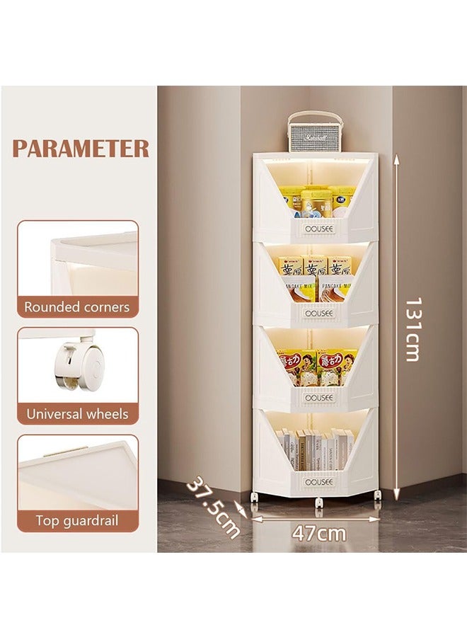 JCB CHIC Foldable Heavy Duty Storage Bins with Wheels, 4 Tier Storage Cart k , Storage Box, Storage Containers for Bedroom, Living Room, Study Office Corner Storage Rack - Image 2