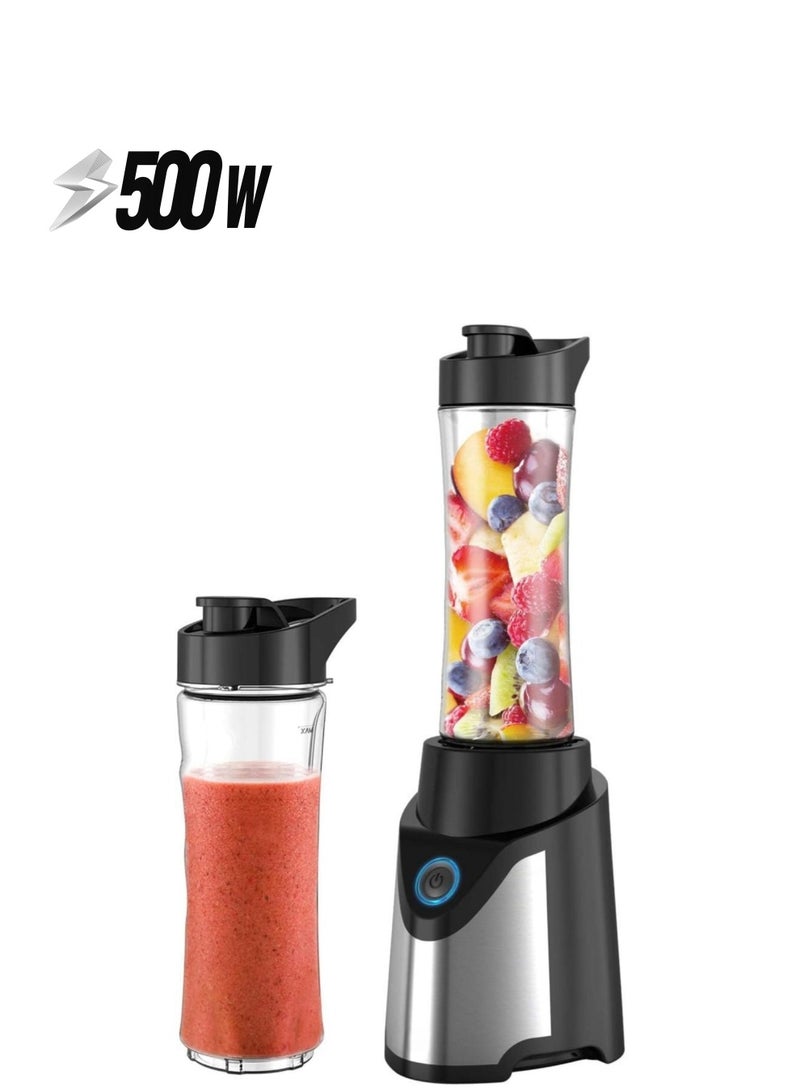 Portable Sports Blender Juicer 500W – One-Touch Smoothie Maker with 570ML BPA-Free Sports Bottle, Leak-Proof Travel Lid, Stainless Steel Housing, LED Power Light, Personal Blender for Shakes, Smoothies, and Protein Drinks| Gym, Sports - Image 1