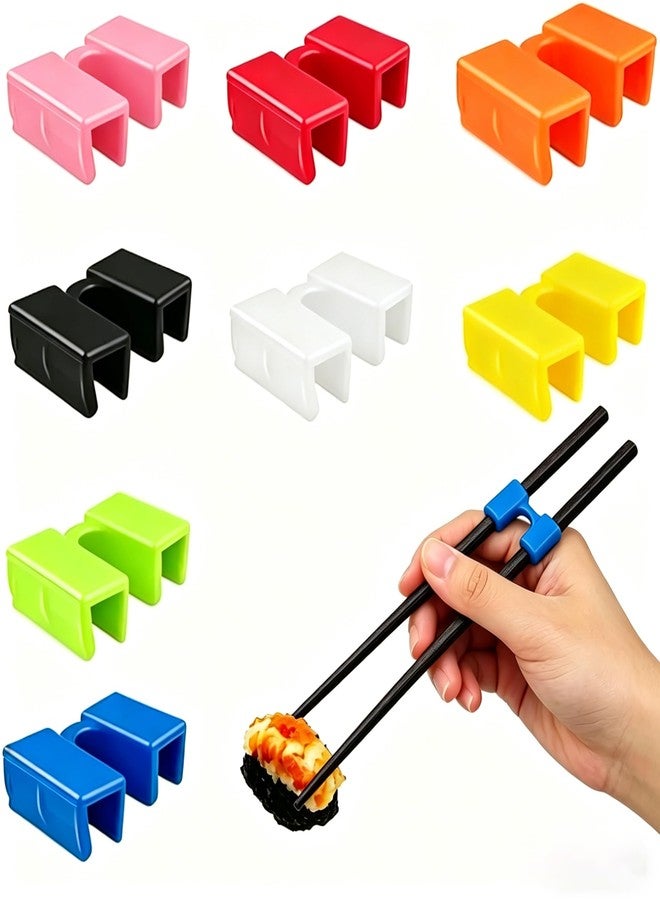 AccEncyc Reusable Chopstick Helpers 8 Pairs - Training Hinges Connector Multicolor for Adults, Beginners, Trainers or Learners - Image 1