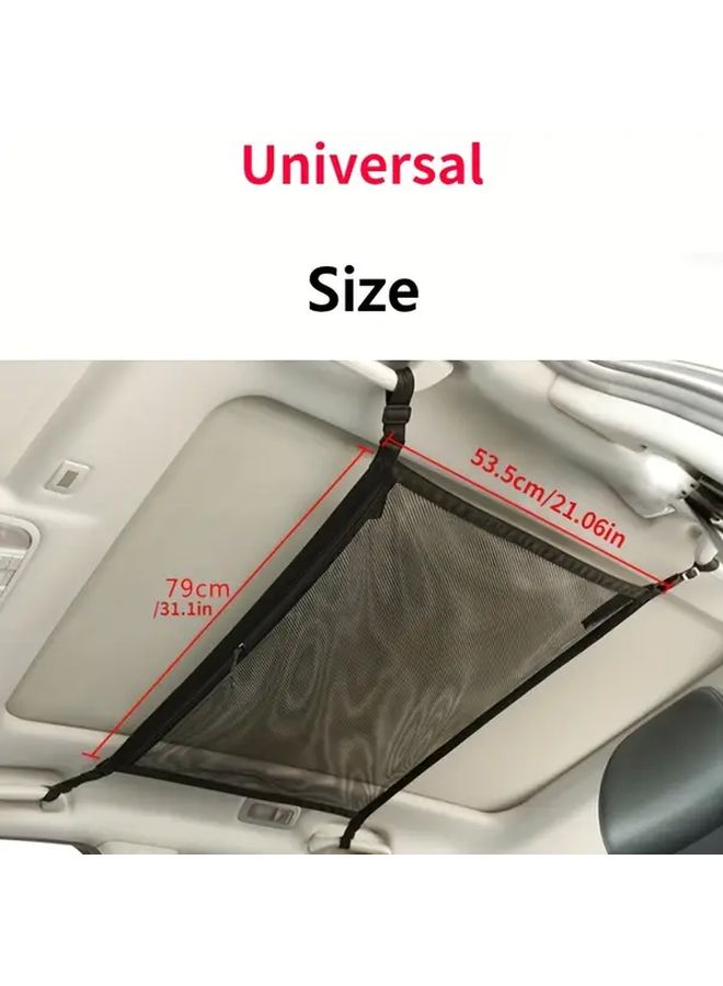 Black Adjustable Universal Car Roof Storage Net with Cargo Zipper Organizer for SUV Truck - Image 3