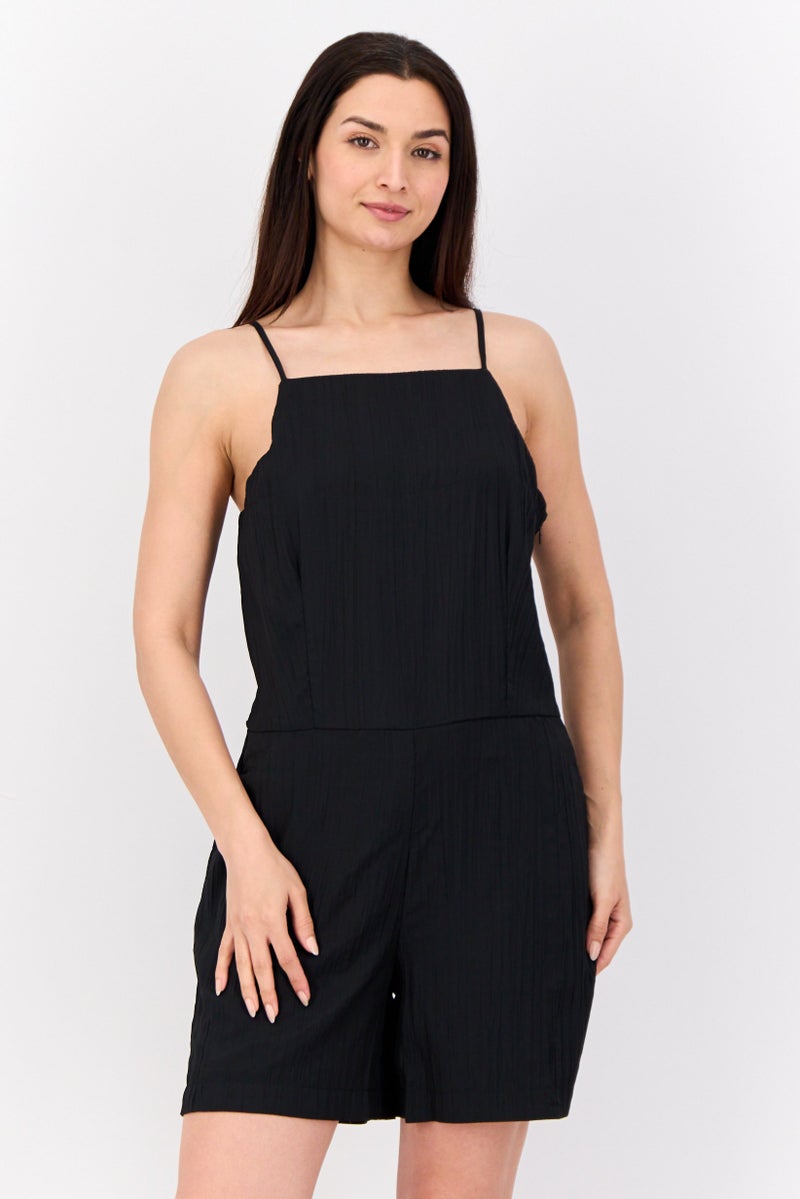 ESPRIT Women Plain Sleeveless Playsuits, Black  - Image 1