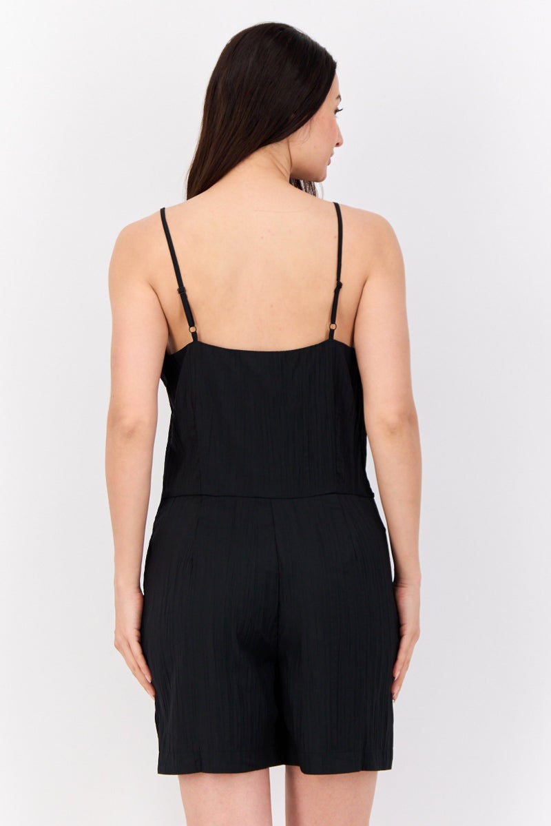 ESPRIT Women Plain Sleeveless Playsuits, Black  - Image 2
