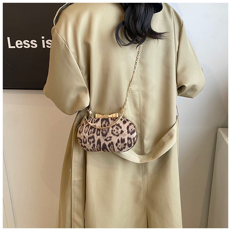 2024 Winter New Popular Retro Leopard Print Handbag This Year'S Fashionable Elegant Chain Shoulder Small Square Bag - Image 5