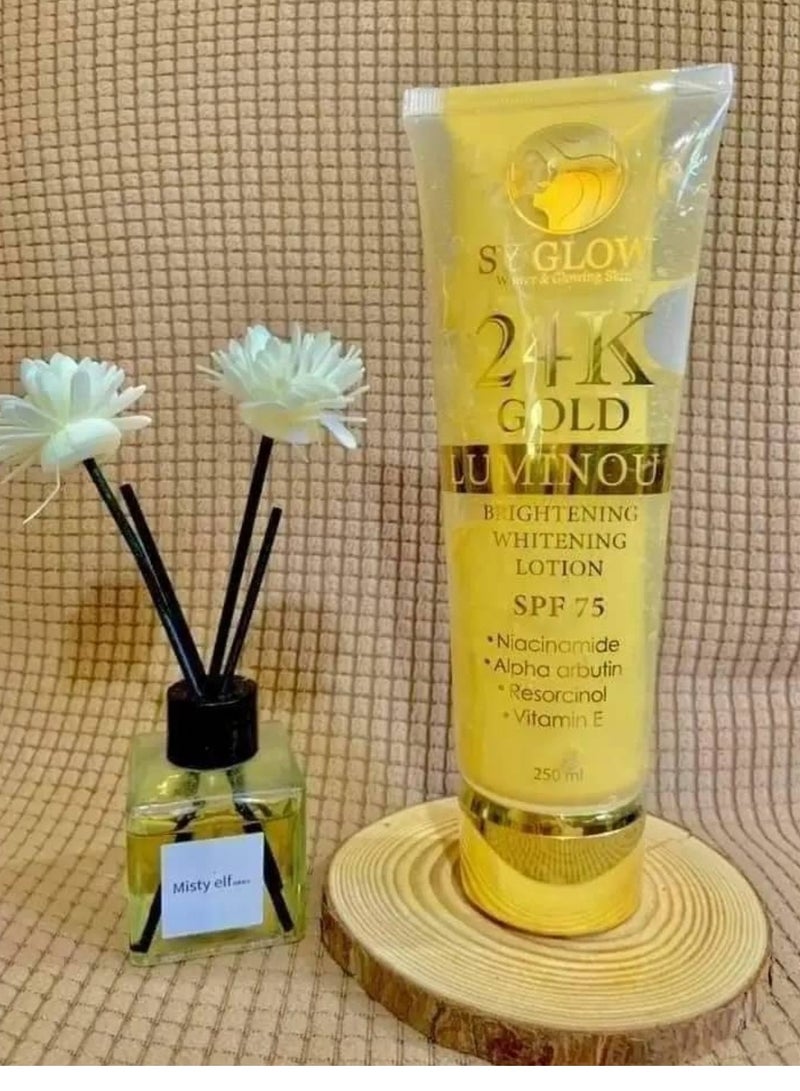 SY GLOW 24K Gold Luminou Brightening Whitening Lotion 250ml - Image 1