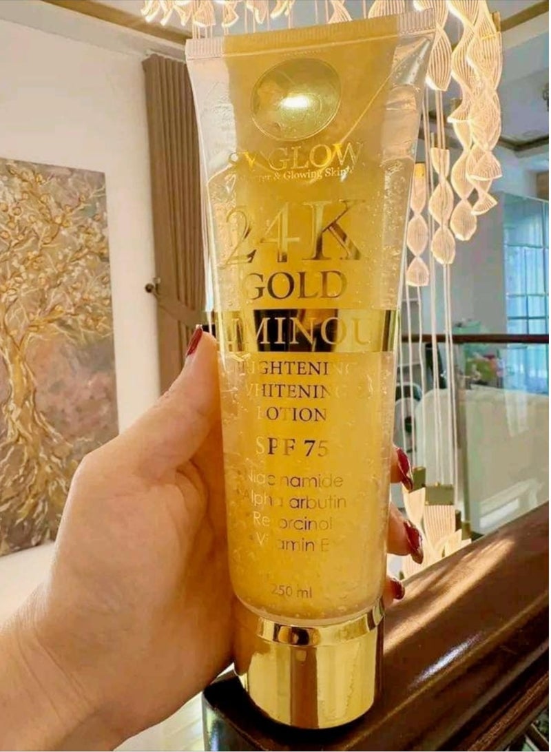 SY GLOW 24K Gold Luminou Brightening Whitening Lotion 250ml - Image 2