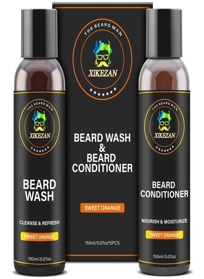 XIKEZAN Beard Wash & Beard Conditioner Natural Softener Set w/Argan & Jojoba Oils Smooths & Strengthens Christmas Stocking Stuffers Father Day Gifts for Men Him Dad Boyfriend Husband - Image 1