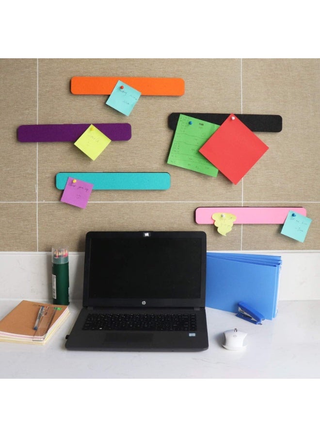Little gorilla 5 Pack Bulletin Board Strips, Felt Pin Board Bar with 35 Push Pins Self-Adhesive Felt Bulletin Board for Office School Home Wall Decoration, for Organize Memo, Photos, Display（Multicolor） - Image 5