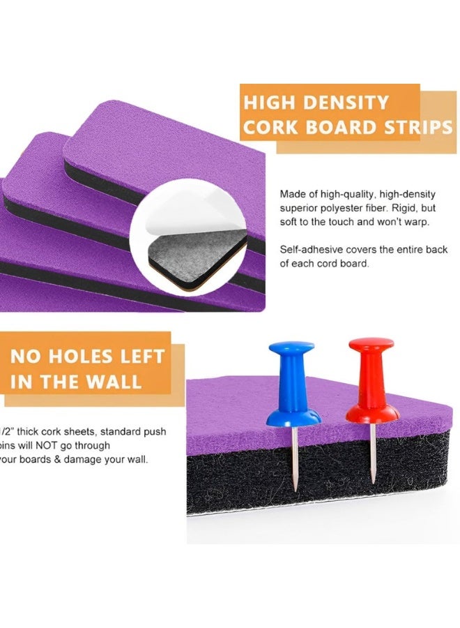 Little gorilla 5 Pack Bulletin Board Strips, Felt Pin Board Bar with 35 Push Pins Self-Adhesive Felt Bulletin Board for Office School Home Wall Decoration, for Organize Memo, Photos, Display（Multicolor） - Image 4