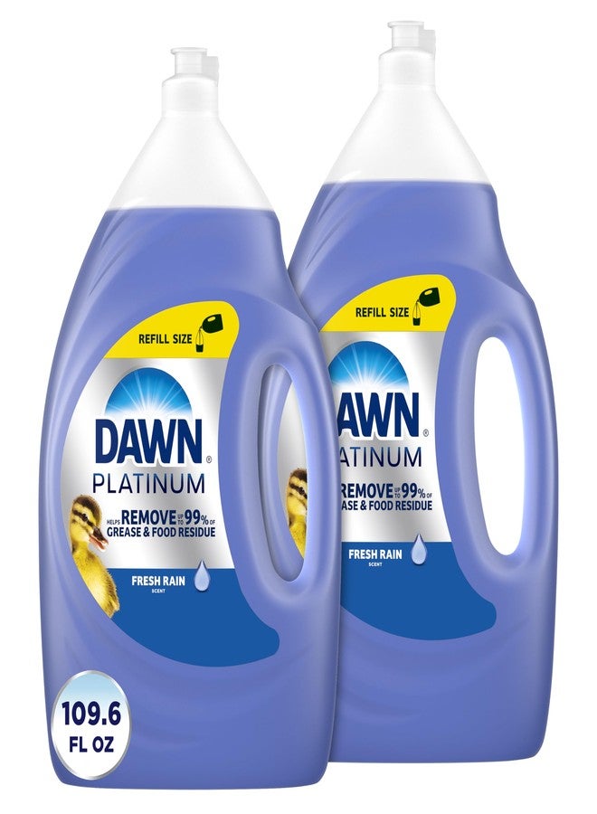 Dawn Platinum Dish Soap Liquid, Dishwashing Liquid, Grease Removal, Fresh Rain, 2x54.8oz Bundle - Image 1