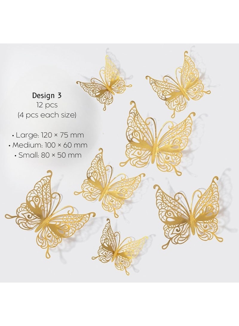 Luxurious 48-Piece 3D Butterfly Wall Decor – Gold & Rose Gold, 4 Elegant Designs, 3 Sizes, High-Gloss Metallic Finish – DIY Wall Stickers for Home, Bedroom, Wedding & Events - Image 5