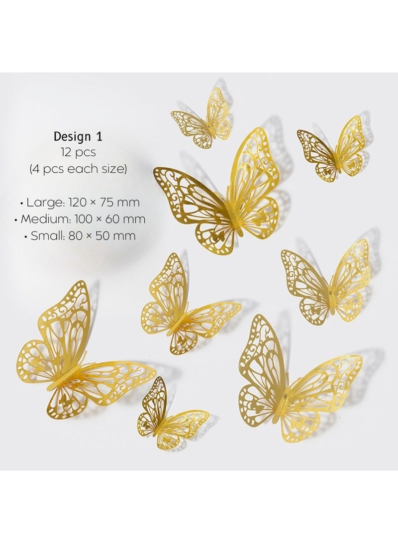 Luxurious 48-Piece 3D Butterfly Wall Decor – Gold & Rose Gold, 4 Elegant Designs, 3 Sizes, High-Gloss Metallic Finish – DIY Wall Stickers for Home, Bedroom, Wedding & Events - Image 3