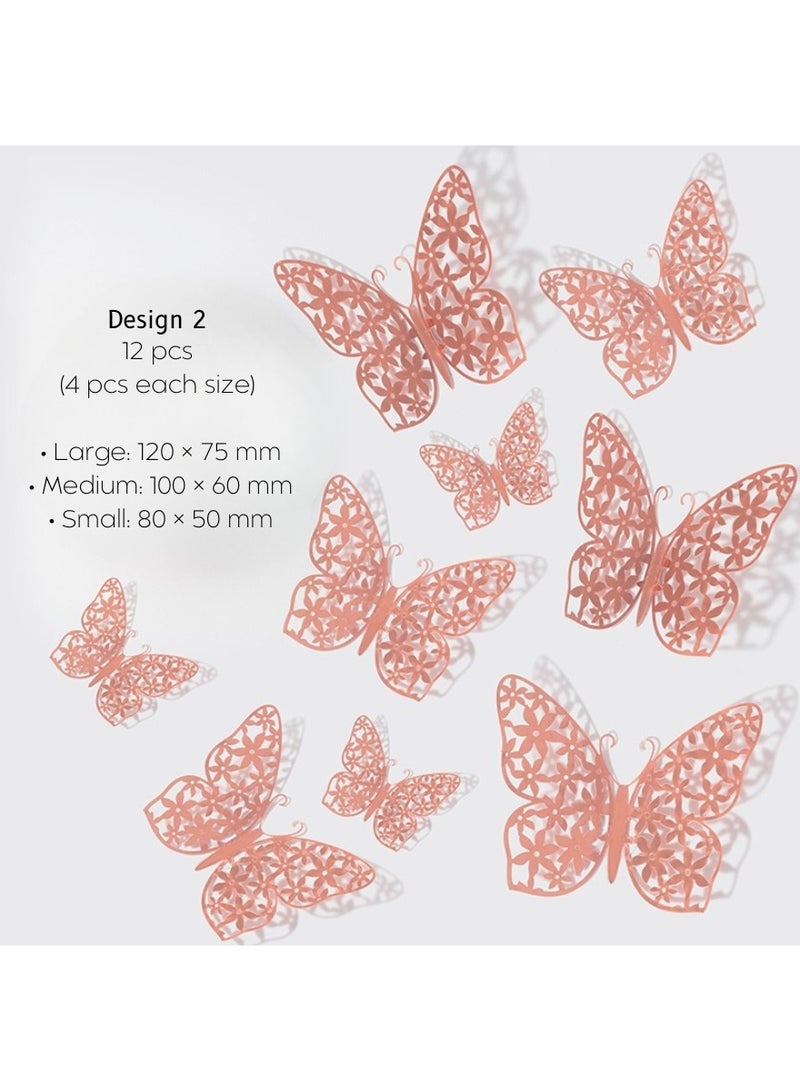 Luxurious 48-Piece 3D Butterfly Wall Decor – Gold & Rose Gold, 4 Elegant Designs, 3 Sizes, High-Gloss Metallic Finish – DIY Wall Stickers for Home, Bedroom, Wedding & Events - Image 4