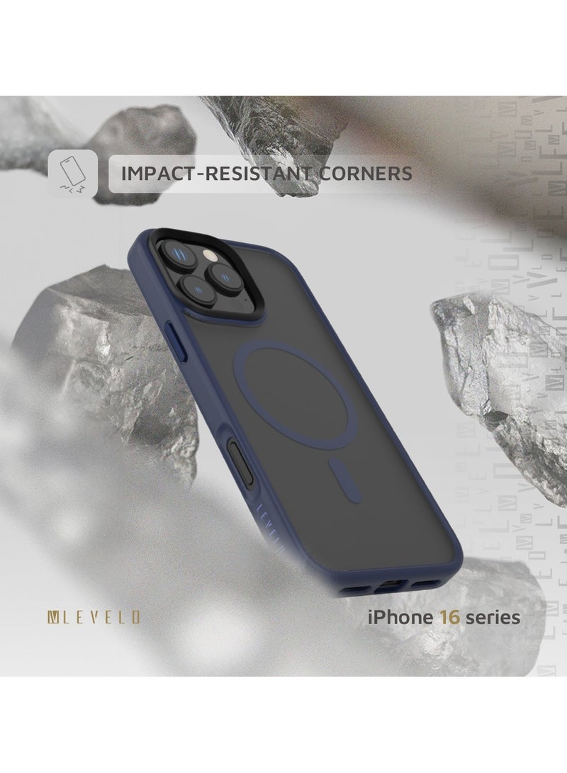 ليفيلو جراب MagSafe Matte Solo لهاتف iPhone 16 Pro بزوايا مقاومة للصدمات / مقاومة للخدش 3H / ممتص صدمات TPU غير لامع بتصميم خفيف الوزن وهجين - أزرق - Image 3