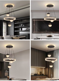 YATAI LIGHTING 3 Heads Pendant Light Dining Room Table, Modern Black LED Three Round Shape Pendant Light for Kitchen Island Table, Adjustable Color Temperature and Height Chandelier  - Image 2