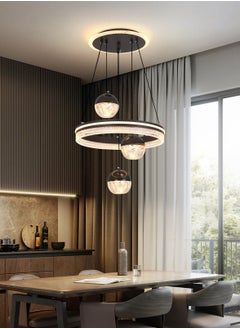 YATAI LIGHTING 3 Heads Pendant Light Dining Room Table, Modern Black LED Three Round Shape Pendant Light for Kitchen Island Table, Adjustable Color Temperature and Height Chandelier  - Image 3