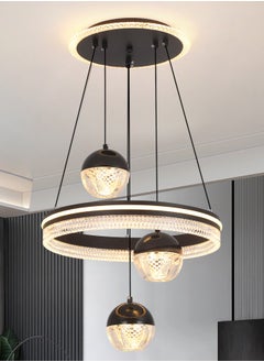 YATAI LIGHTING 3 Heads Pendant Light Dining Room Table, Modern Black LED Three Round Shape Pendant Light for Kitchen Island Table, Adjustable Color Temperature and Height Chandelier  - Image 1