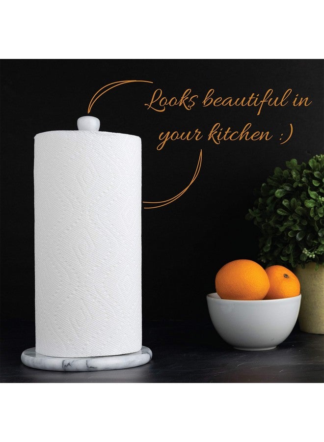 Homeries Homeries Marble Paper Towel Holder - Deluxe Upright Towel Dispenser for Kitchen Countertop, Cabinet & Bathrooms - Non Steel & Non Plastic Design - Heavy Duty, Solid Paper Towel Holder Stand (White)  - Image 3