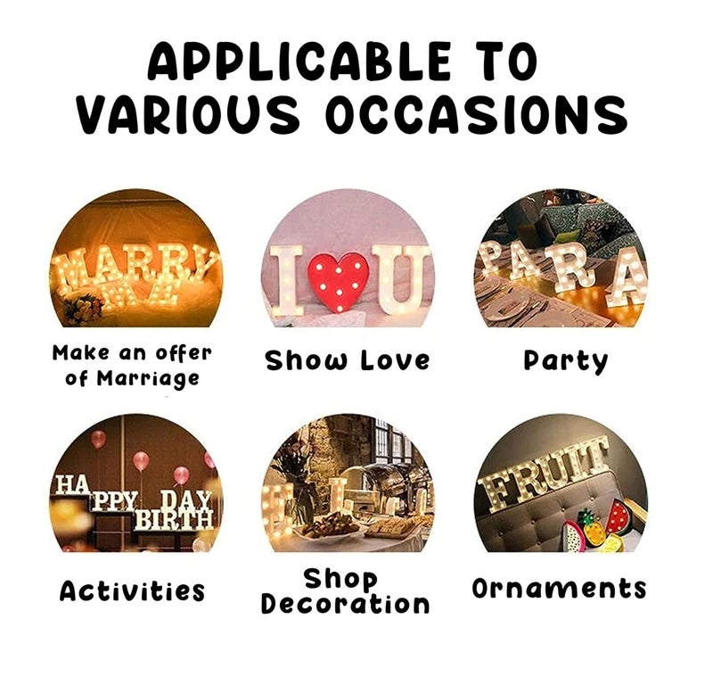 Party Propz ضوء الحرف N - 1 قطعة من أضواء الحروف الماركيه، ديكور غرف جمالي، أضواء حروف عيد الميلاد، أضواء أسماء ماركيه، عناصر تزيين غرف الأطفال (بولي بروبيلين، أبيض)، LED - Image 5