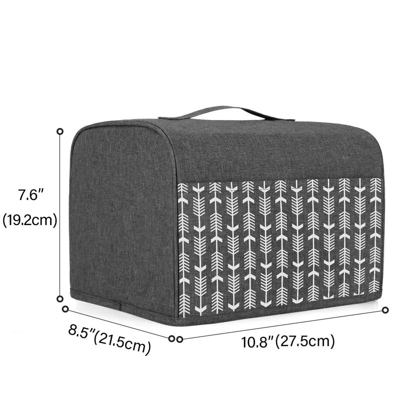 Yarwo 2 Slice Toaster Cover with Pockets and Top Handle, Nylon Toaster Cover Fits for Most Standard 2 slice Toasters, Gray with Arrow - Image 5