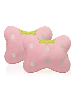 KASTWAVE Universal Car Seat Cushion Neck, Pink Strawberry Pillow, Comfortable Soft Car Headrest Pillow, Head Support Pillow for Travelling and Home, 2 Pcs  - Image 1