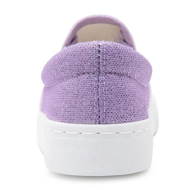 Toandon Toddler Girls Kids Sneakers Loafer Walking Shoes Slip On Child Glimmer Glitter Sparkle Low Top Non Slip Rubber Sole Lightweight Breathable Outdoor Fashion Casual Purple Size 11 - Image 4