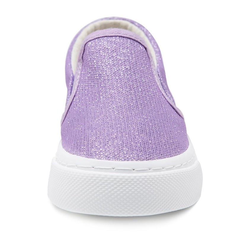 Toandon Toddler Girls Kids Sneakers Loafer Walking Shoes Slip On Child Glimmer Glitter Sparkle Low Top Non Slip Rubber Sole Lightweight Breathable Outdoor Fashion Casual Purple Size 11 - Image 3