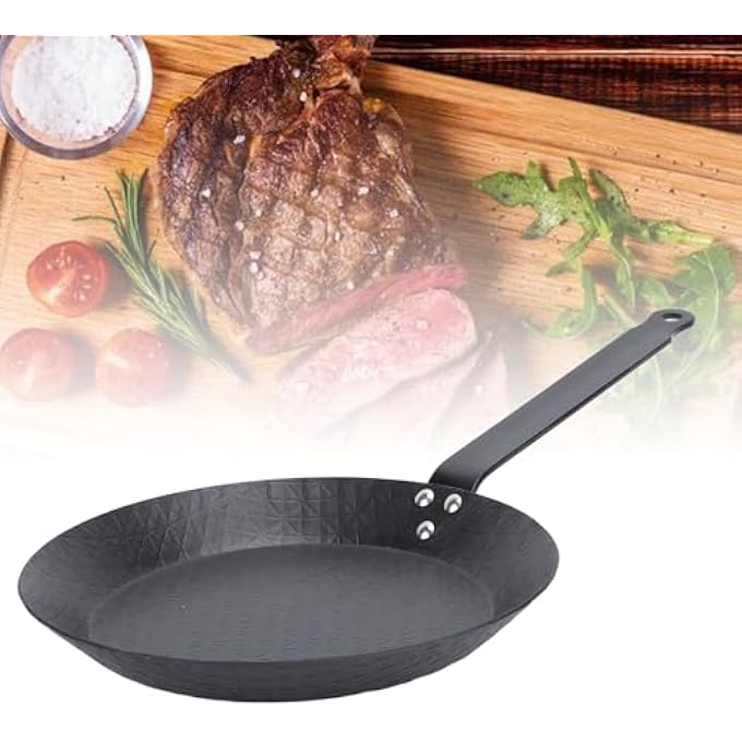 gernie Carbon Steel Frying Pan Smokeless Carbon Steel Skillet Nonstick Frying Pan Cookware With Comfortable Grip Steak Frying Pan Non Stick Skillet For Indoor Outdoor Cooking 28Cm - Image 5