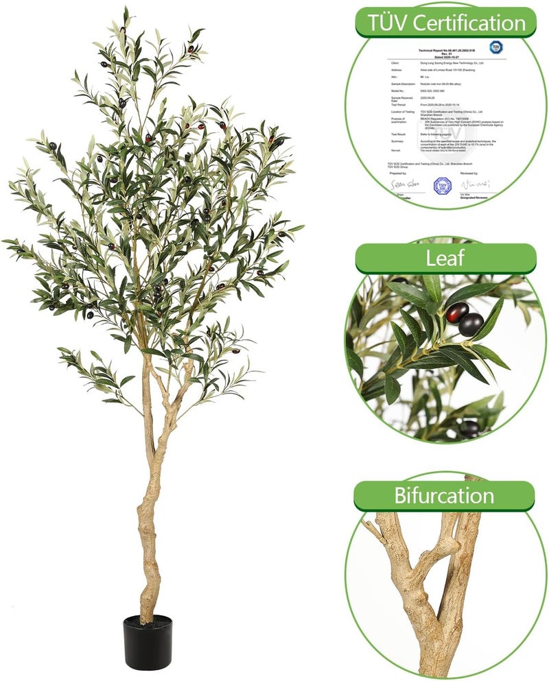 REALEAD 6ft Faux Olive Tree, Tall Olive Tree Plants, Fake Potted Olive Silk Tree, Artificial Olive Trees for Modern Home Office Living Room Floor Decor Indoor - Image 2