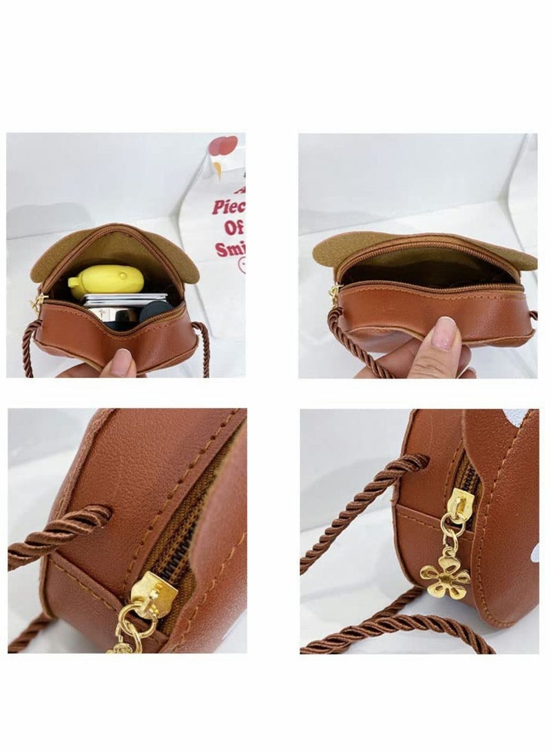 Excefore Little Girls Shoulder Bag, 2 Pieces Princess Mini Bag Crossbody Bag Pu Shoulder Handbag Little Girls Handbag for Kids Toddler Girls Preschoolers (Pink rabbit, brown bear) - Image 2
