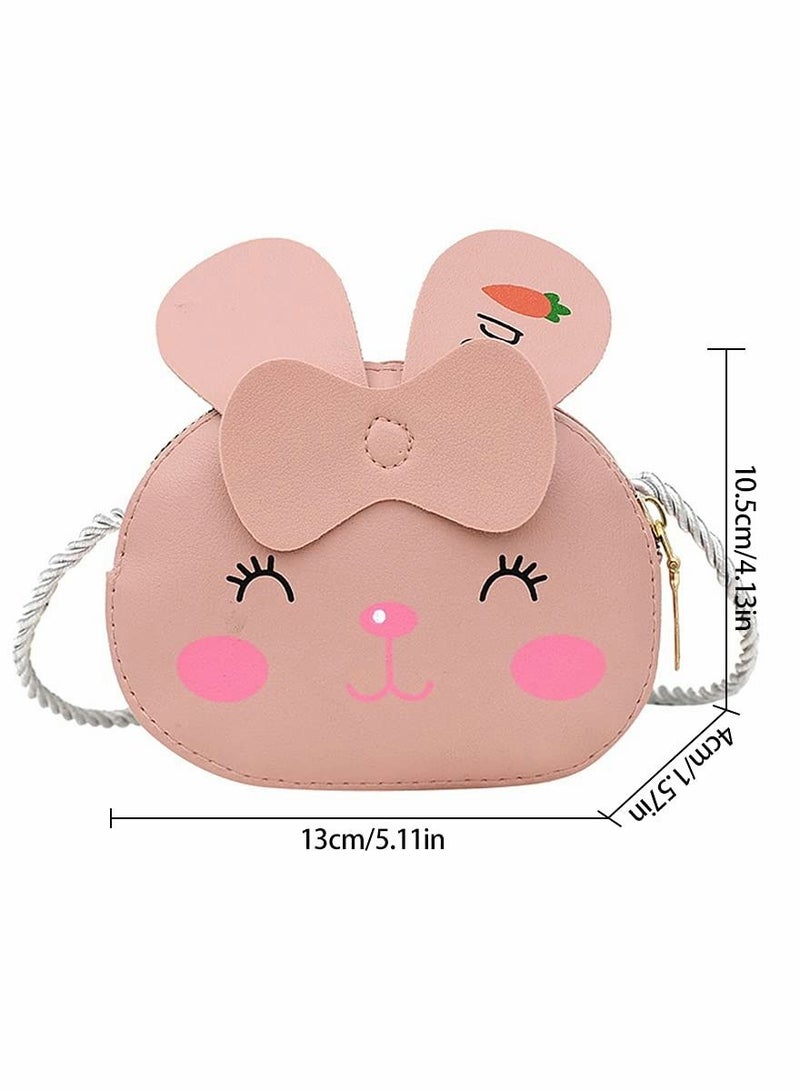 Excefore Little Girls Shoulder Bag, 2 Pieces Princess Mini Bag Crossbody Bag Pu Shoulder Handbag Little Girls Handbag for Kids Toddler Girls Preschoolers (Pink rabbit, brown bear) - Image 5