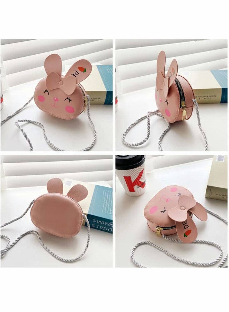 Excefore Little Girls Shoulder Bag, 2 Pieces Princess Mini Bag Crossbody Bag Pu Shoulder Handbag Little Girls Handbag for Kids Toddler Girls Preschoolers (Pink rabbit, brown bear) - Image 3