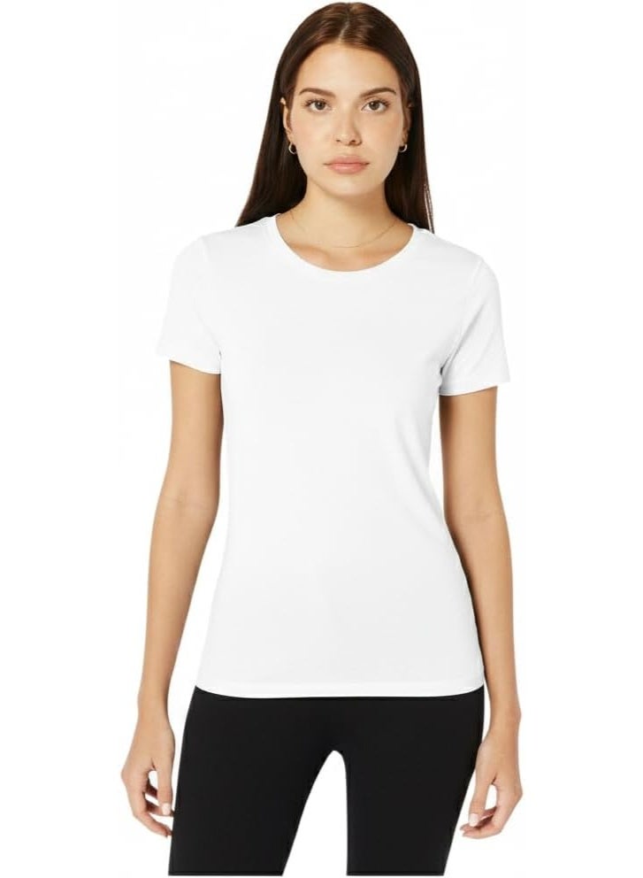 Comodo Women's Classic Crewneck Cotton Body Top, Short Sleeve, Casual Fitted Style - Image 1