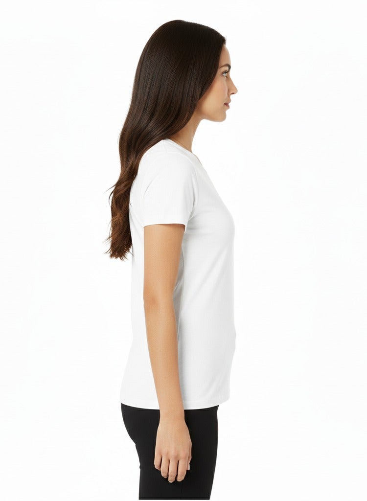 Comodo Women's Classic Crewneck Cotton Body Top, Short Sleeve, Casual Fitted Style - Image 2