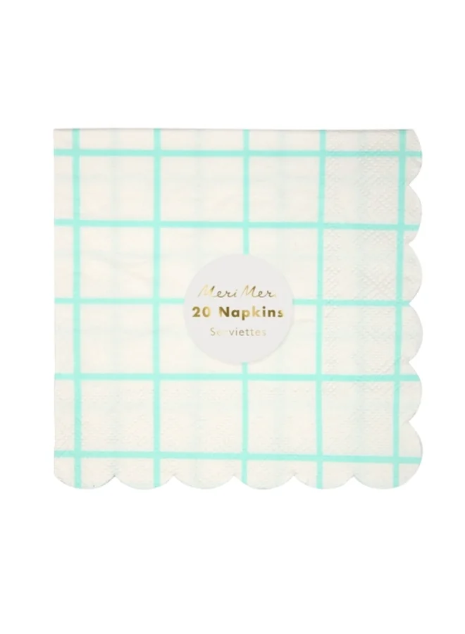 Meri Meri Small Mint Grid Napkins