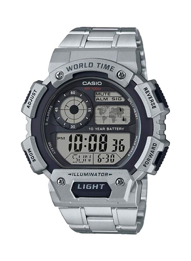 كاسيو ساعة يد رقمية مقاومة للماء طراز AE-1400WHD-1AVDF - 48 مم - فضي رجال - Image 1