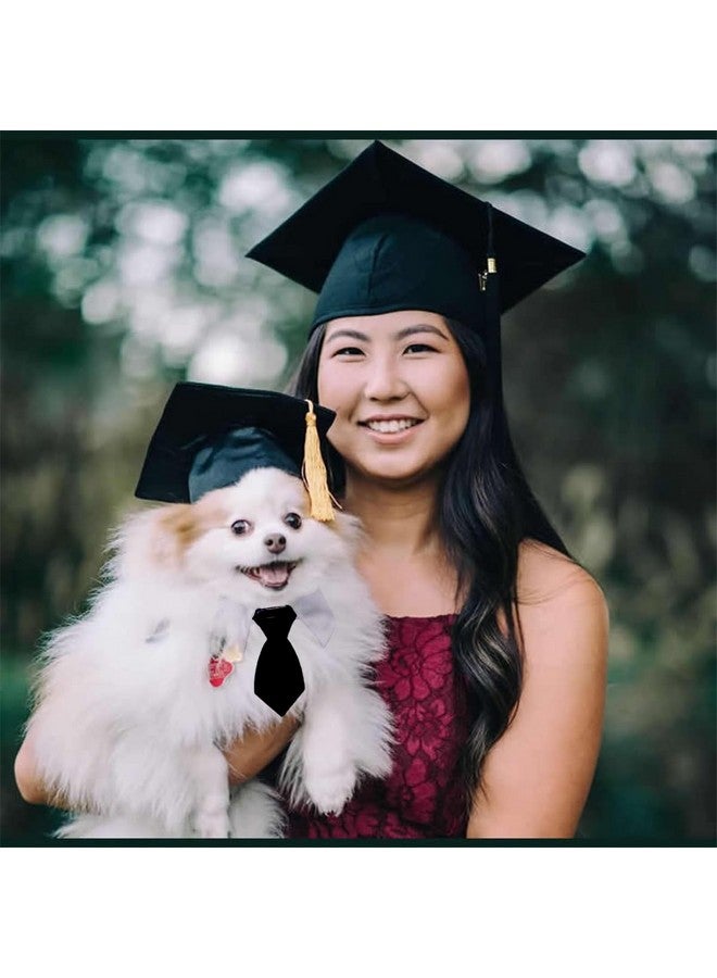 بيسماهير قبعات تخرج للحيوانات الأليفة مكونة من قطعتين مع ربطة عنق على شكل فيونكة، لكلب صغير وقط، وقبعة تخرج باللونين الأبيض والأسود مع شرابات وربطة عنق، طقم من أجل الجراء والقطط الصغيرة، ومهرجانات العطلات، وحفلات الكرنفال، وإكسسوارات الأزياء - Image 5