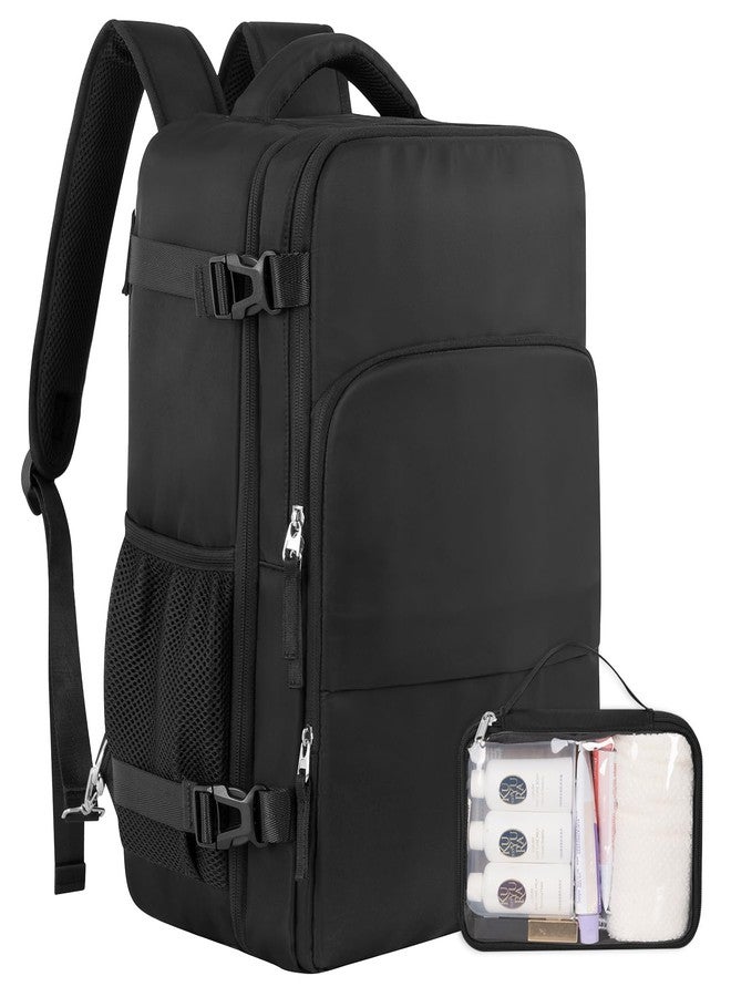 Sinaliy Travel Backpack, Carry on Flight approved Travel Bag with Multi-Pockets, Waterproof 17.3inch Laptop Backpack for Men Women, Black - Image 1
