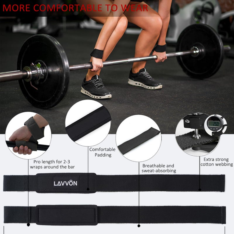 LAVVON Squat Pad Set - Foam Barbell Pad for Squats Cushion, Lunges & Bar Padding for Hip Thrusts -Standard Olympic Weight Bar Pad,Gym Accessories for Women(Ankle Straps,Wrist Straps for Weightlifting)(Black) - Image 5