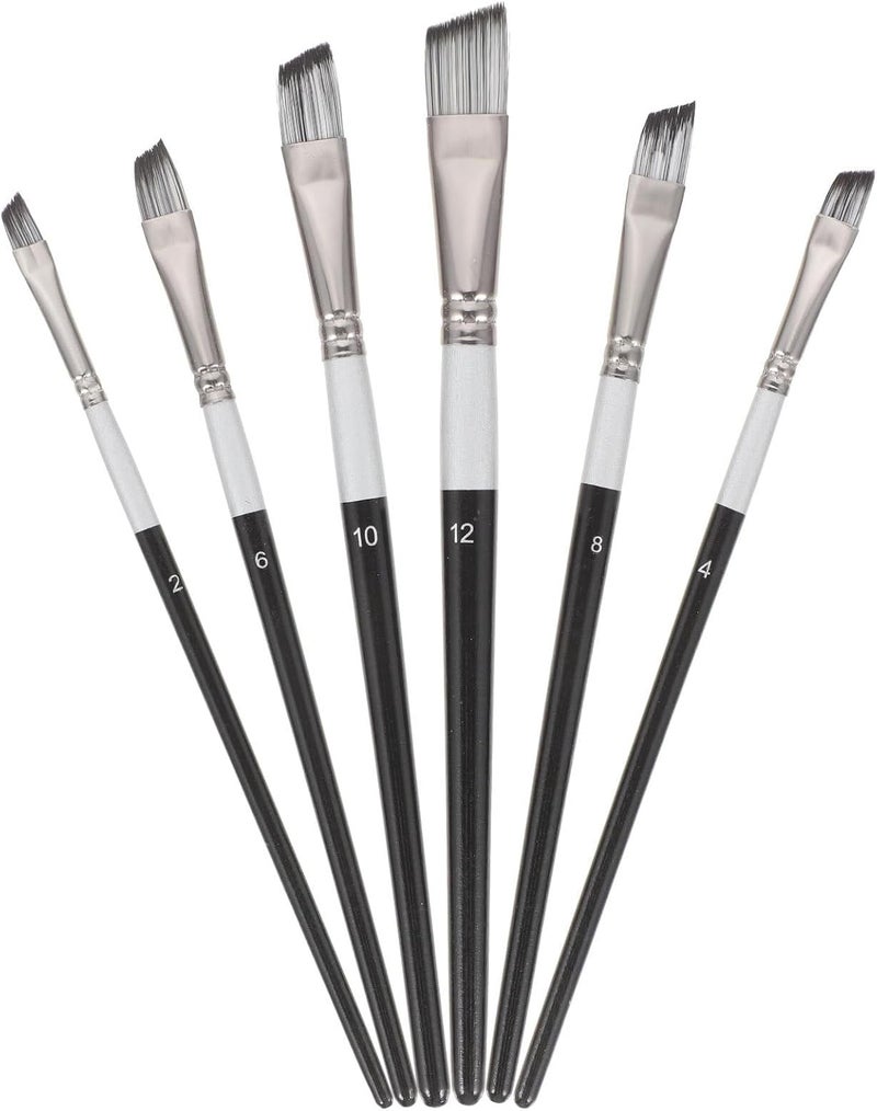 PRETYZOOM 6pcs Nylon Paint Brush Set with Wooden Handles, Angled Tip Oil and Acrylic Brushes for Students and Artists, Multi-use Watercolor and Oil Painting Supplies for Art Projects - Image 1