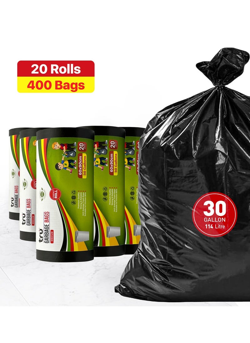 ترو أكياس قمامة لفة مدمجة الأسود 60x90 سم 30 جالون 20 قطعة x 20 رول ( 400 كيس )  - Image 2
