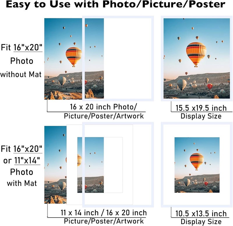 JCJMY 22x30 إطار صور بمقاس 22x24 مع ورقة زخرفية، لعرض الصور بمقاس 18x24 مع أو بدون ورقة زخرفية، إطار كبير للتعليق على الحائط بمقاس 22x24. - Image 2